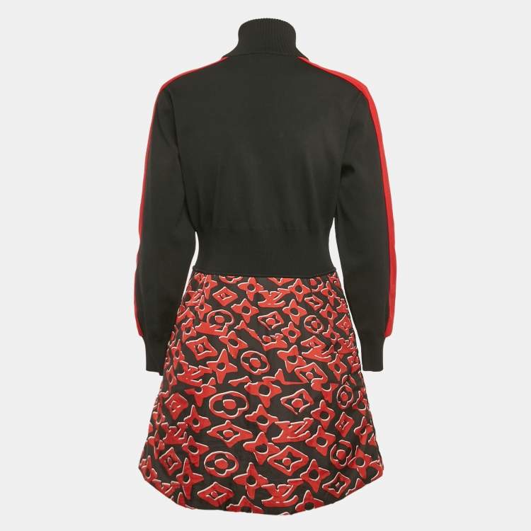مملوكة مسبقًا Louis Vuitton x Urs Fischer Black/Red Printed Nylon and Jersey Short Dress L