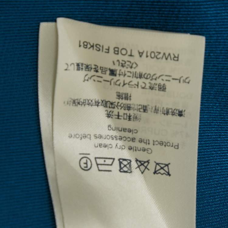 Pre Owned Louis Vuitton Blue Silk Buttoned Wrap Skirt M