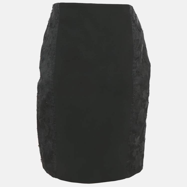 Pre Owned تنورة لوي فيتون جاكار مزهر أسود مقاس متوسط