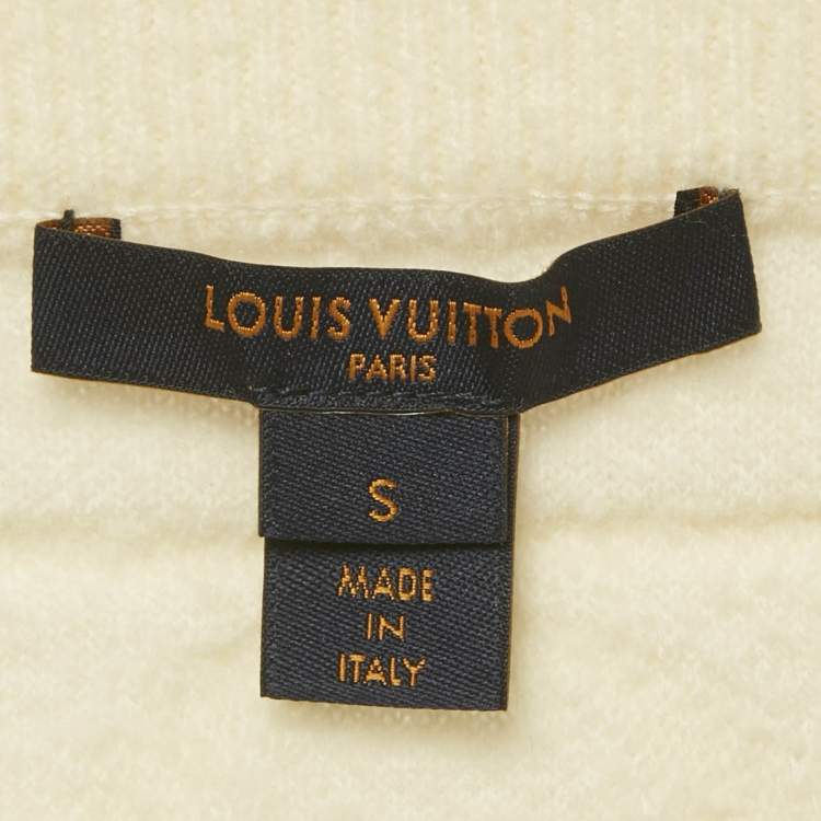 Pre Owned Louis Vuitton Cream Logo 3D Signature Knit Mini Skirt S