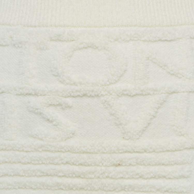Pre Owned Louis Vuitton Cream Logo 3D Signature Knit Mini Skirt S