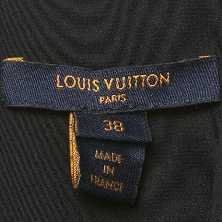 Pre Owned Louis Vuitton Black Silk Lace Trim Mini Dress M