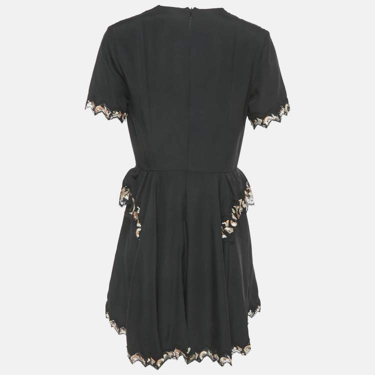 Pre Owned Louis Vuitton Black Silk Lace Trim Mini Dress M