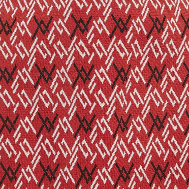 Pre Owned Louis Vuitton Red Patterned Knit Mini Skirt M 