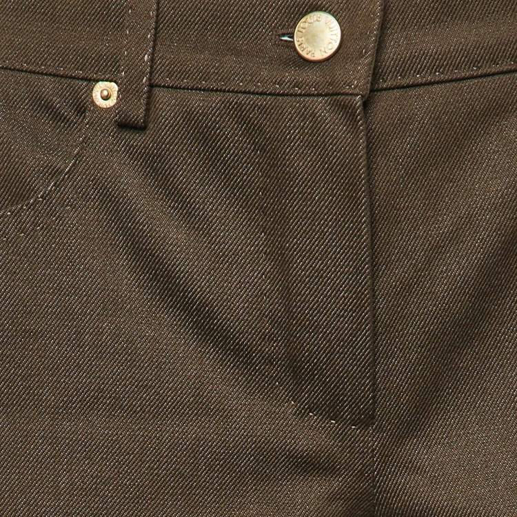 Pre Owned Louis Vuitton Brown Denim Cuffed Jeans L Waist 32"