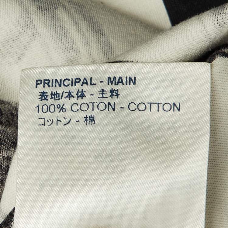 Pre Owned Louis Vuitton Black/White Checkered Twist Lock Cotton Crew Neck T-Shirt M