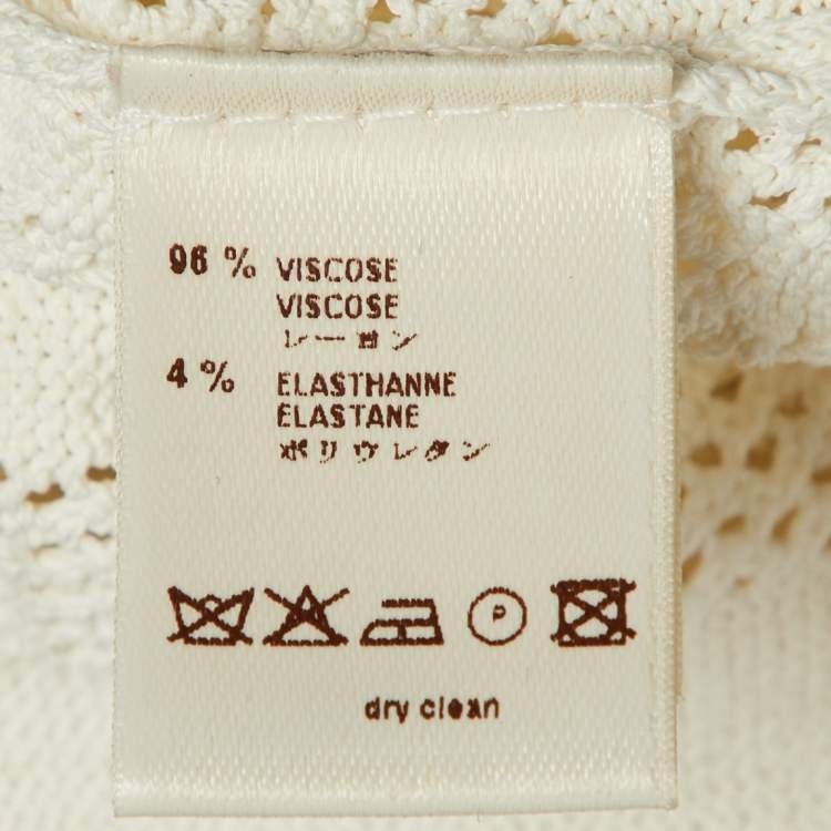 Pre Owned Louis Vuitton Ivory Perforated Knit Belted Jumper M 