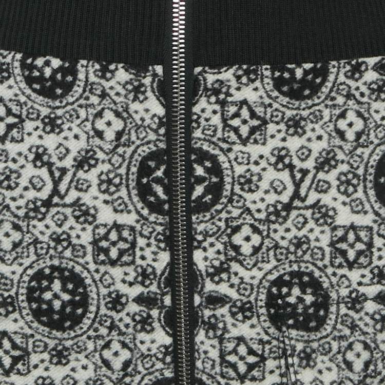 Pre Owned Louis Vuitton Monochrome Rib Knit and Wool Mini Dress M