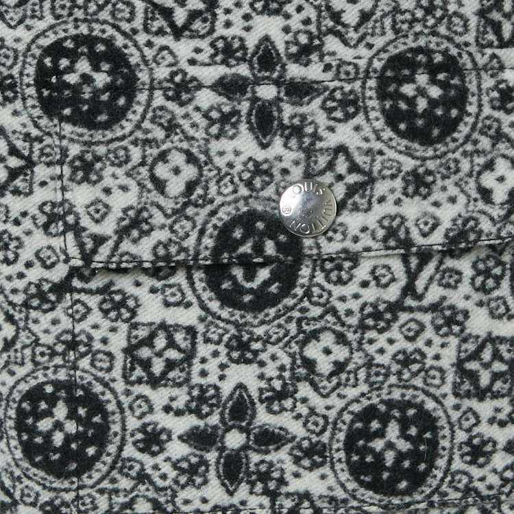 Pre Owned Louis Vuitton Monochrome Rib Knit and Wool Mini Dress M