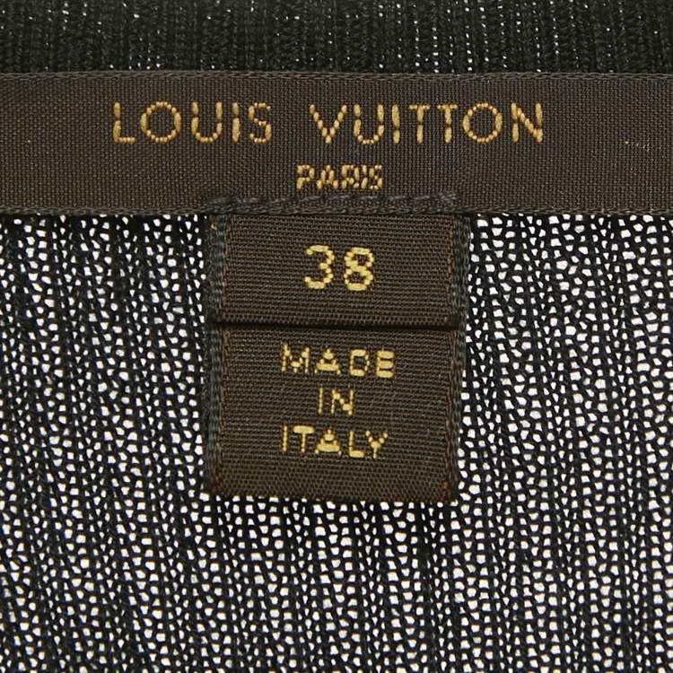 Pre Owned Louis Vuitton Monochrome Rib Knit and Wool Mini Dress M