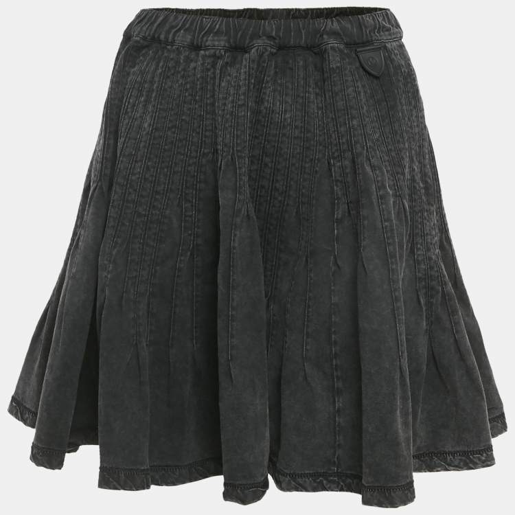 Pre Owned Louis Vuitton Grey Denim Flared Mini Skirt M