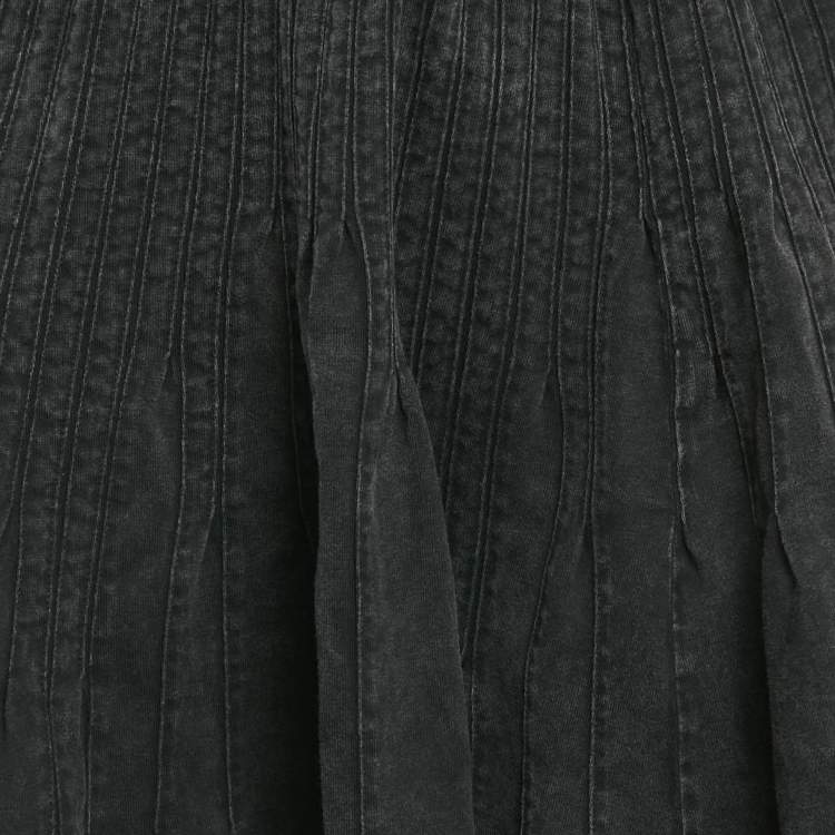 Pre Owned Louis Vuitton Grey Denim Flared Mini Skirt M