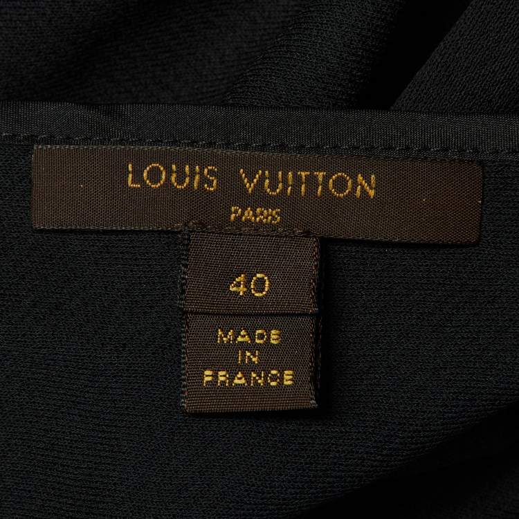 Pre Owned Louis Vuitton Black Heart Printed Crepe Halter Neck Top M