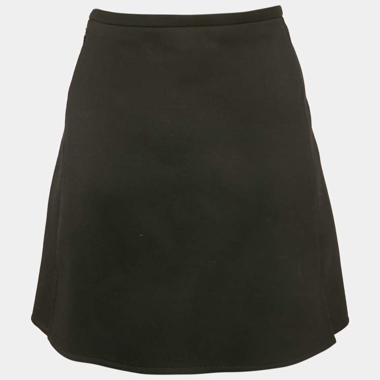 Pre Owned Louis Vuitton Black Wool Metal Detail Mini Skirt M