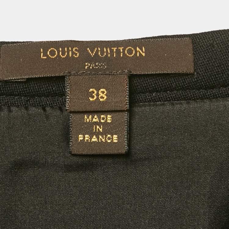 Pre Owned Louis Vuitton Black Wool Metal Detail Mini Skirt M