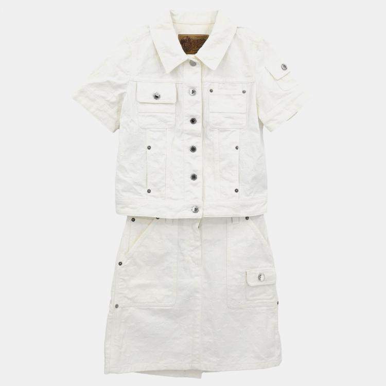Pre Owned Louis Vuitton Setup Suit Jacket Skirt White IT 34