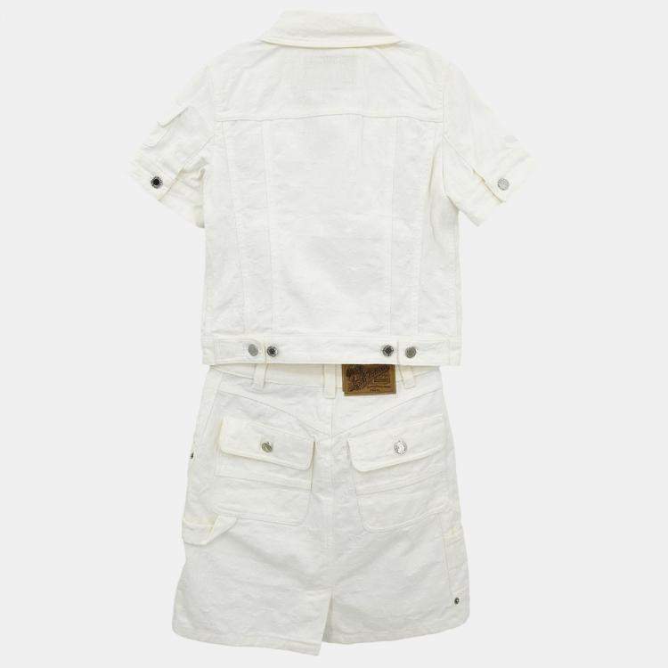 Pre Owned Louis Vuitton Setup Suit Jacket Skirt White IT 34