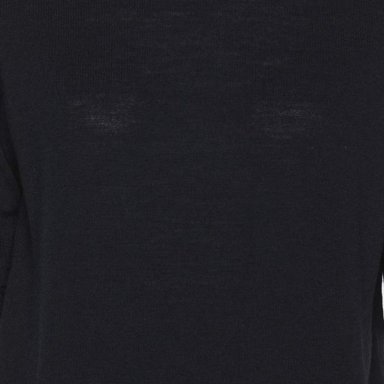 Pre Owned Louis Vuitton Navy Blue Wool Detachable Collar Tops S