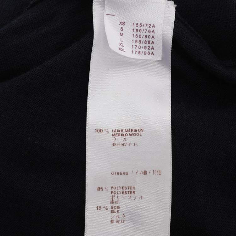 Pre Owned Louis Vuitton Navy Blue Wool Detachable Collar Tops S