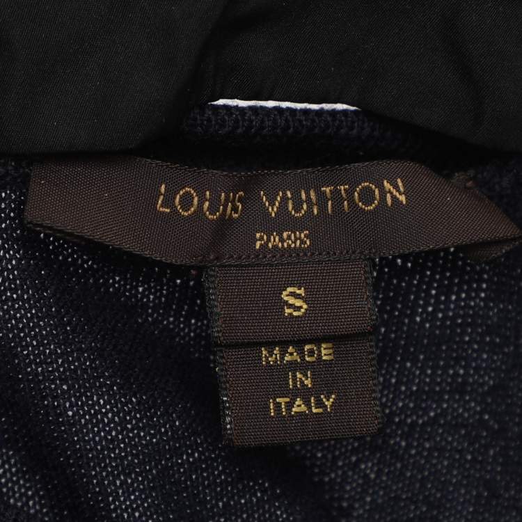 Pre Owned Louis Vuitton Navy Blue Wool Detachable Collar Tops S