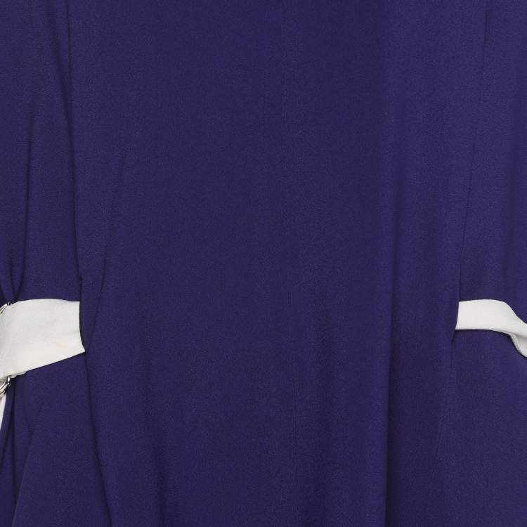 Pre Owned Louis Vuitton Purple/Black Crepe Belted Tunic Dress M