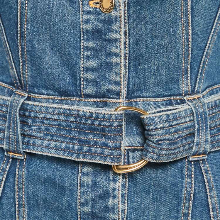 مملوكة مسبقًا Louis Vuitton Blue Denim Belted Mini Dress S