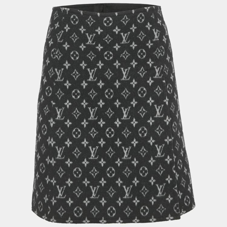 Pre Owned Louis Vuitton Black Monogram Martin Girl Mini Skirt S