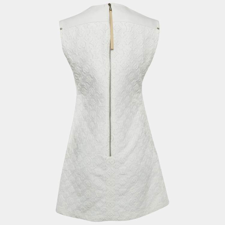 Pre Owned Louis Vuitton White  Monogram Fil Coupé Denim Dress S