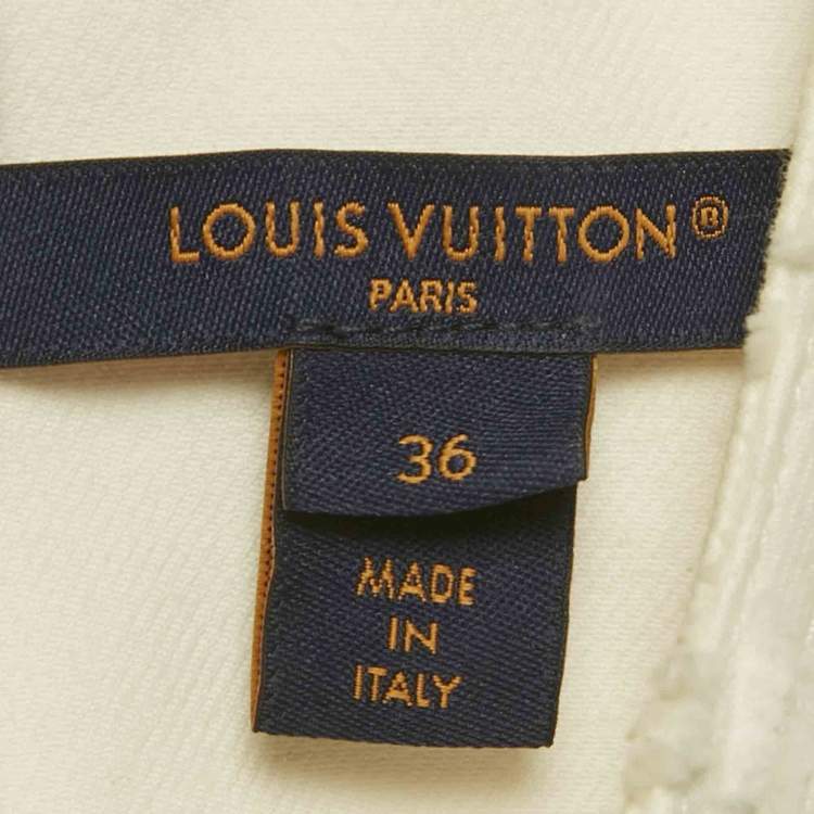 Pre Owned Louis Vuitton White  Monogram Fil Coupé Denim Dress S