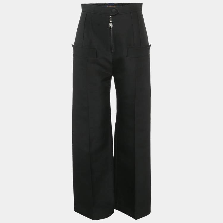 مملوكة مسبقًا Louis Vuitton Black Wool Blend Wide Leg Trousers M