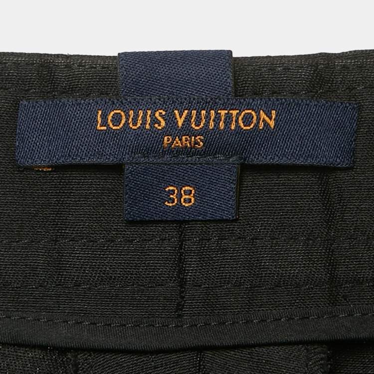 مملوكة مسبقًا Louis Vuitton Black Wool Blend Wide Leg Trousers M