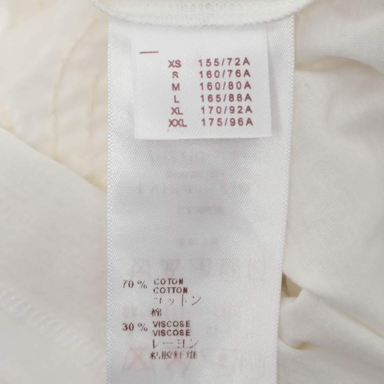 Pre Owned Louis Vuitton Cream Jersey Sequins Logo Top S 