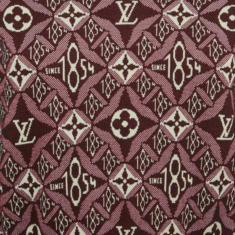 Pre Owned Louis Vuitton Burgundy Monogram Wool Knit Pullover XS