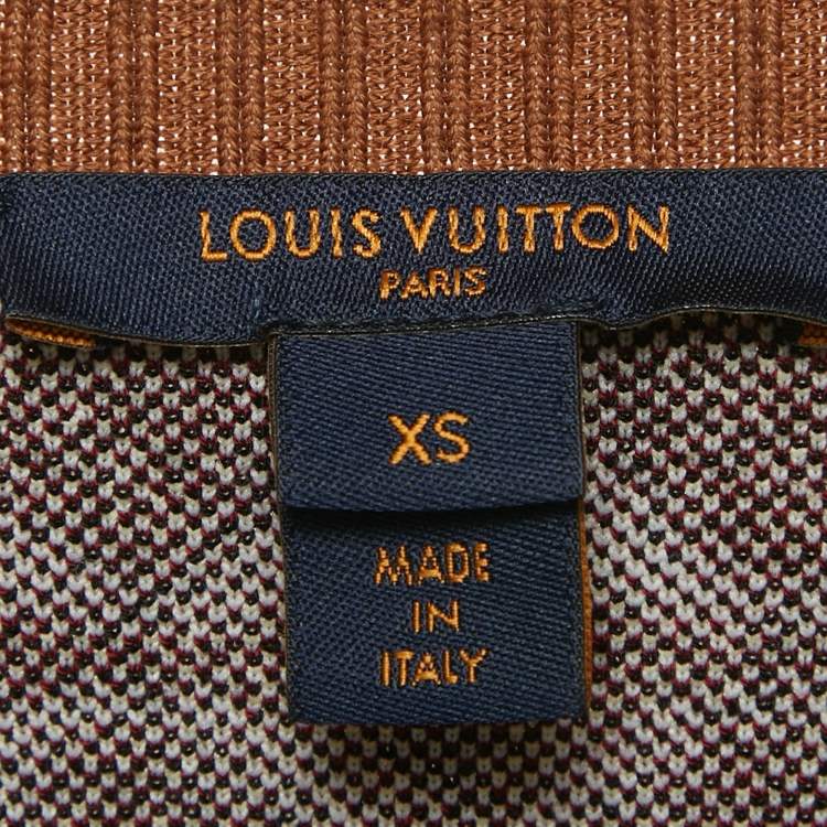 Pre Owned Louis Vuitton Burgundy Monogram Wool Knit Pullover XS