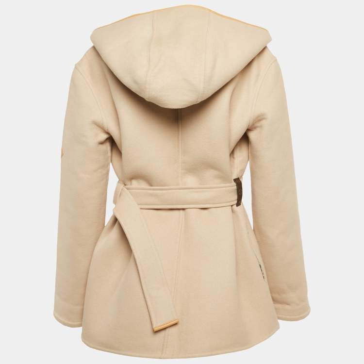 Pre Owned Louis Vuitton Beige Wool Blend Reversible Hooded Wrap Coat M