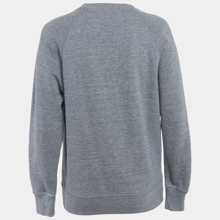 Pre Owned Louis Vuitton Grey Knit LV Embroidered Crew Neck Sweatshirt S
