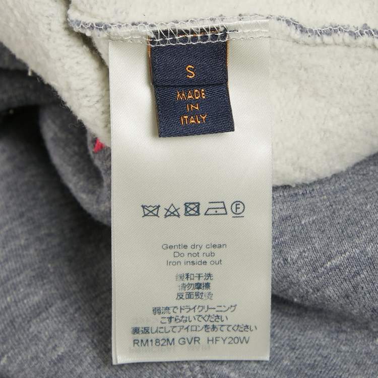 Pre Owned Louis Vuitton Grey Knit LV Embroidered Crew Neck Sweatshirt S