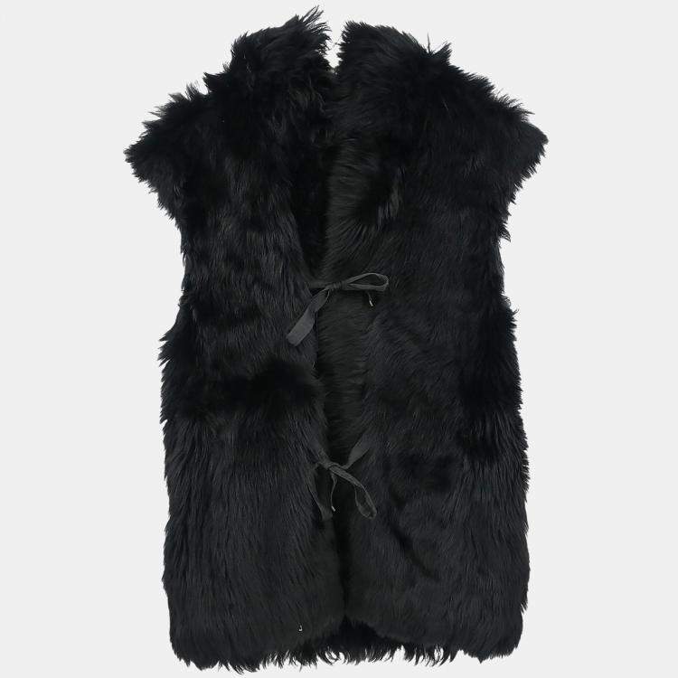 Pre Owned Louis Vuitton Reversible Fur Vest Black IT 34