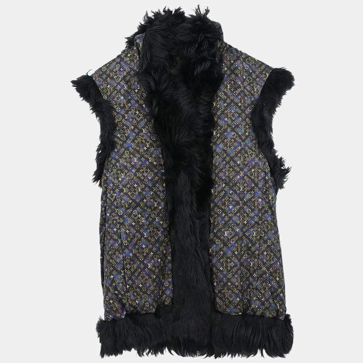 Pre Owned Louis Vuitton Reversible Fur Vest Black IT 34