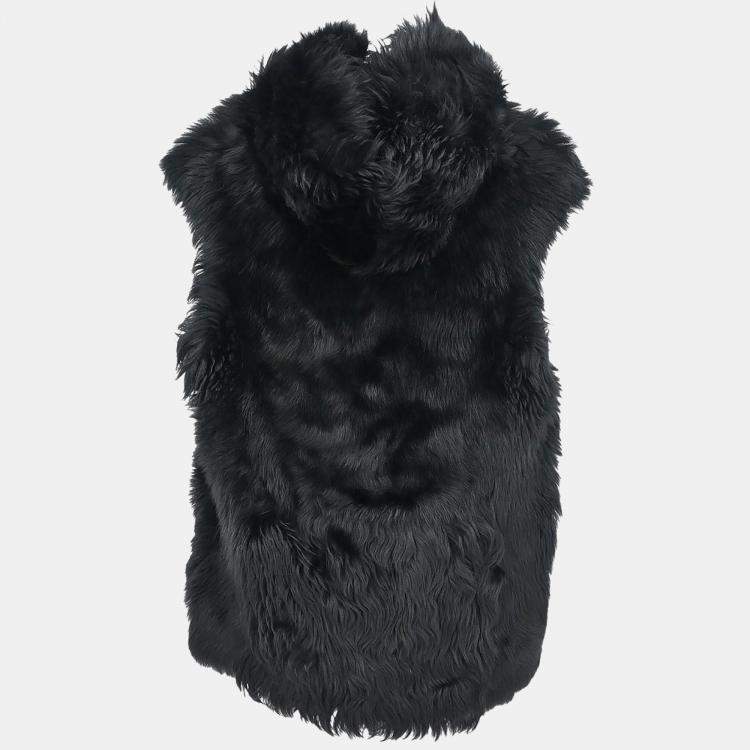 Pre Owned Louis Vuitton Reversible Fur Vest Black IT 34