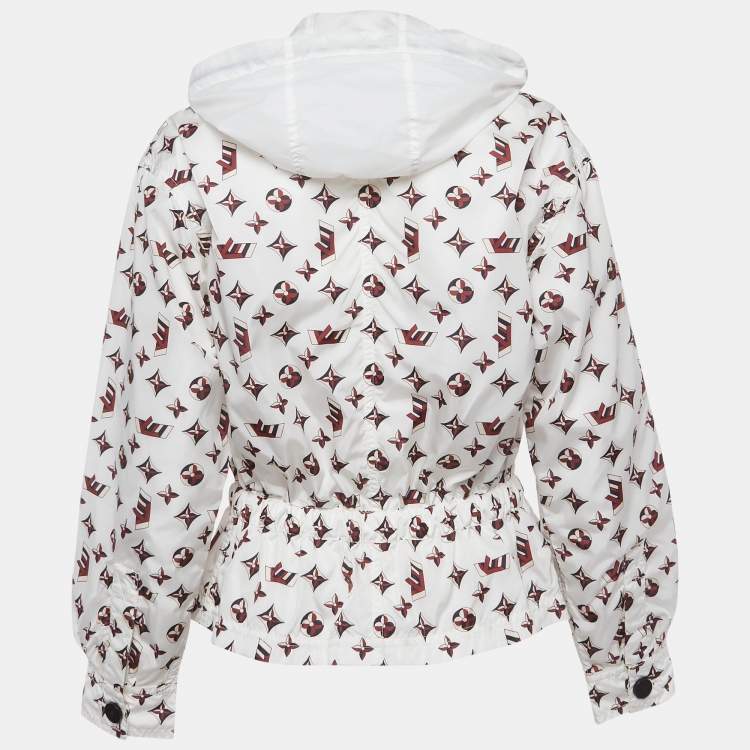 Pre Owned Louis Vuitton White Monogram Print Nylon Wind Breaker S