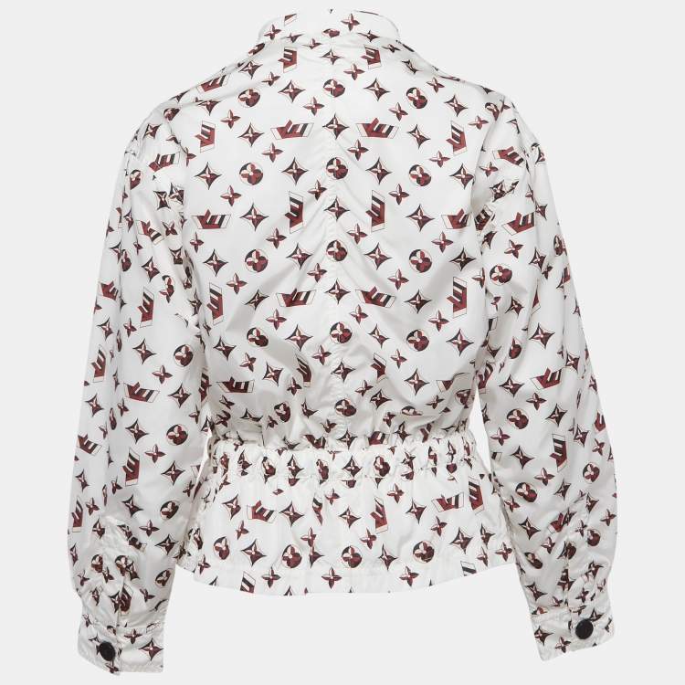 Pre Owned Louis Vuitton White Monogram Print Nylon Wind Breaker S