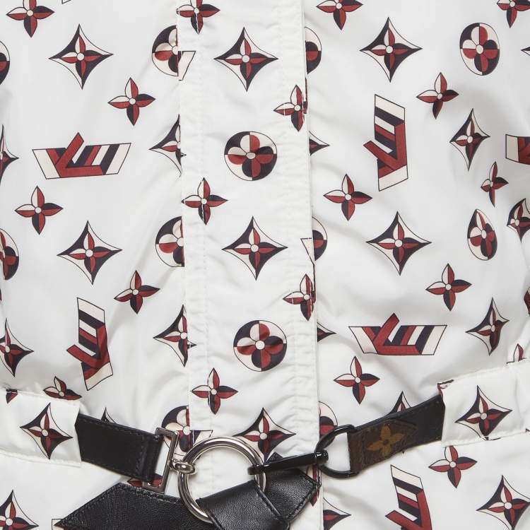Pre Owned Louis Vuitton White Monogram Print Nylon Wind Breaker S