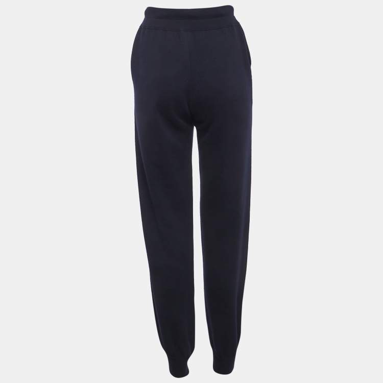 Pre Owned Louis Vuitton Navy Blue Striped Cotton Joggers M
