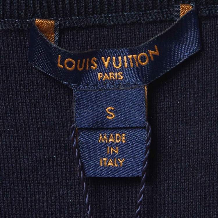 Pre Owned Louis Vuitton Navy Blue Cashmere Knit Zip-Up Jacket S