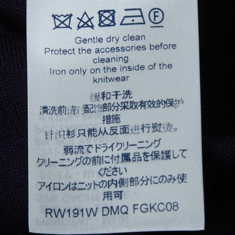 Pre Owned Louis Vuitton Navy Blue Cashmere Knit Zip-Up Jacket S