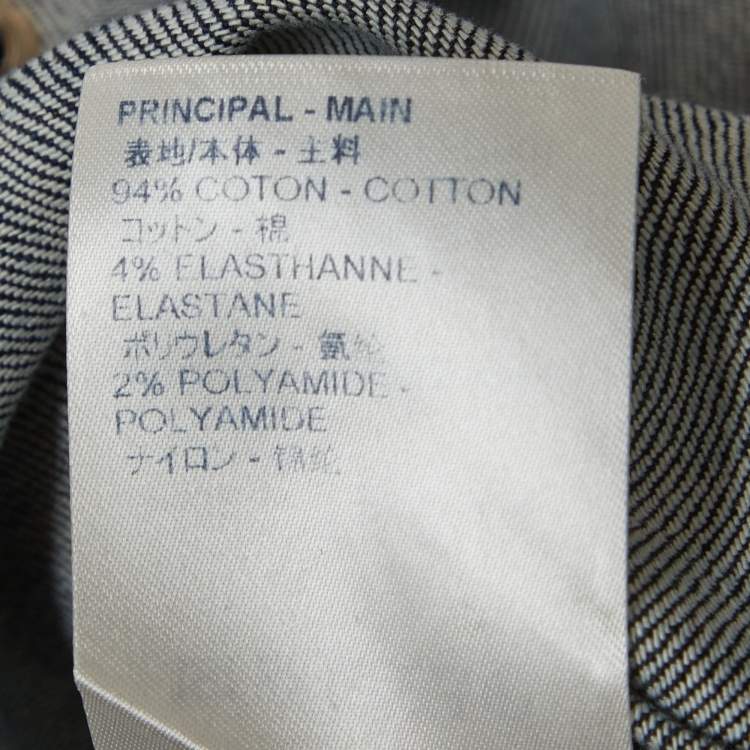 Pre Owned Louis Vuitton Blue Corduroy Trim and Denim Mini Dress S