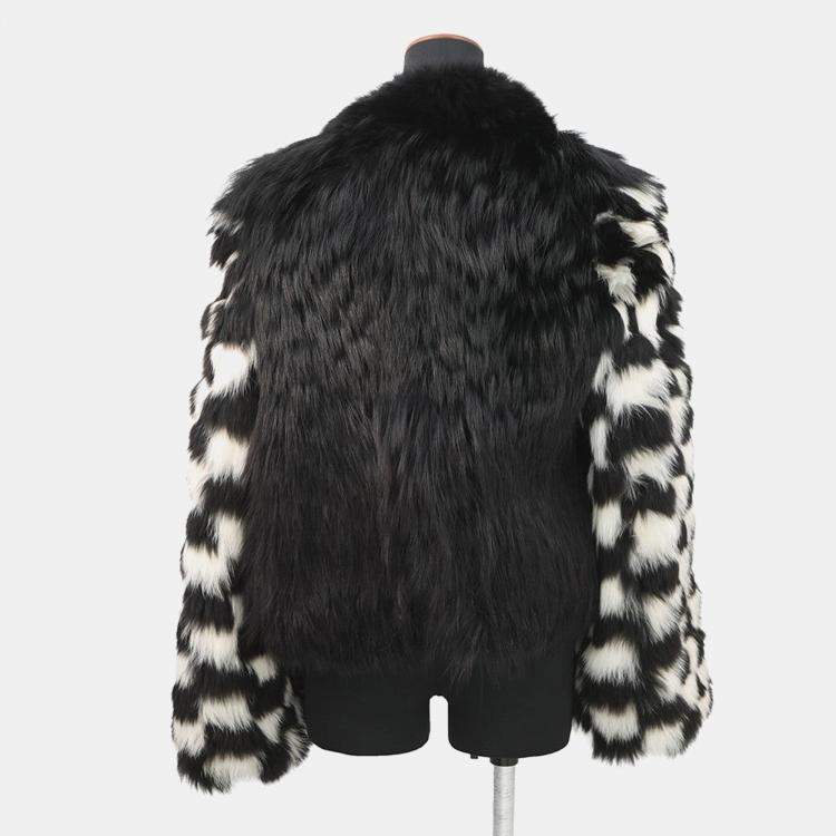 Pre Owned Louis Vuitton Damier Fox Intarsia Fur Jacket Size 38 White/Black Fox Raccoon