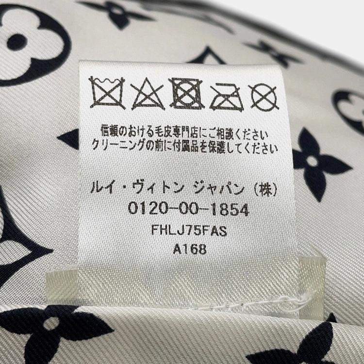 Pre Owned Louis Vuitton Damier Fox Intarsia Fur Jacket Size 38 White/Black Fox Raccoon