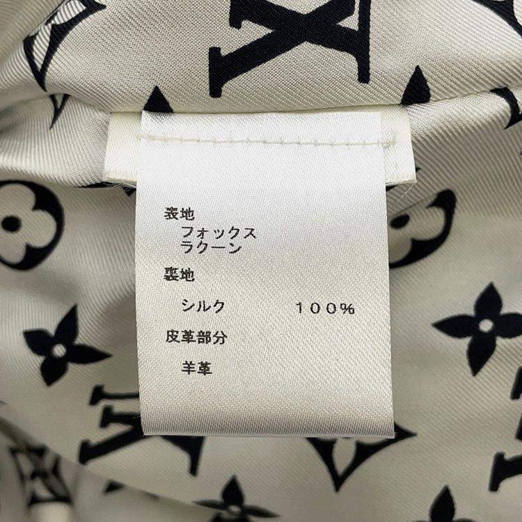 Pre Owned Louis Vuitton Damier Fox Intarsia Fur Jacket Size 38 White/Black Fox Raccoon